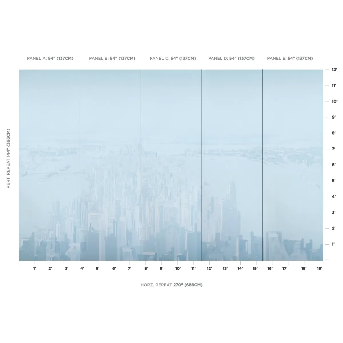 PASCAL CAMPION'S NEW YORK SKYLINE BLUE Schumacher Wallpaper wallpaper - SKU 5016190