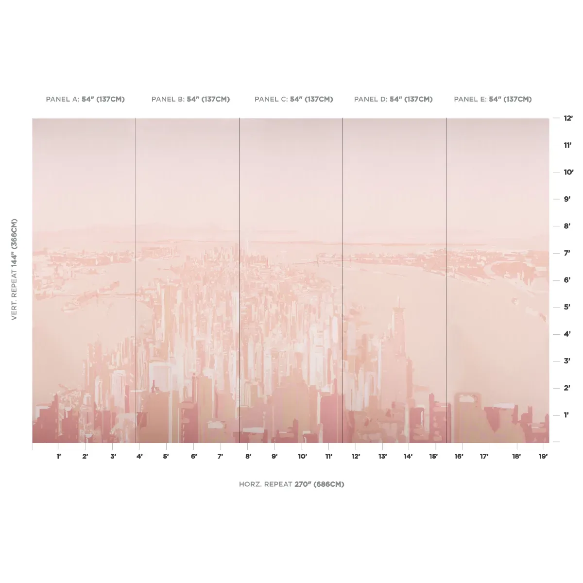 PASCAL CAMPION'S NEW YORK SKYLINE BLUSH Schumacher Wallpaper wallpaper - SKU 5016191
