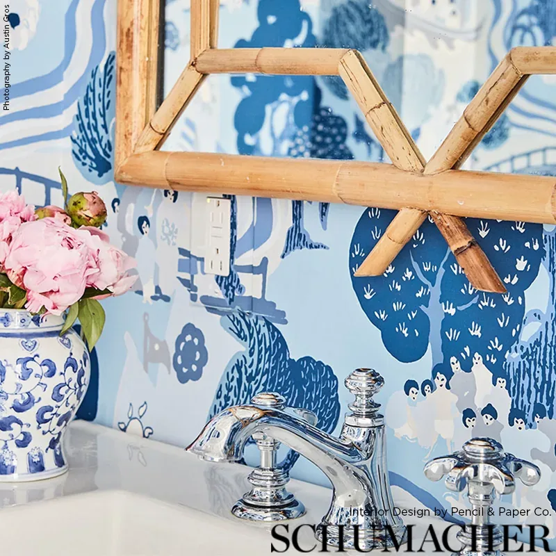 PEARL RIVER - BLUES Schumacher Wallpaper | Wallpaper Twins PEARL RIVER BLUES Schumacher Wallpaper wallpaper - SKU 5008441