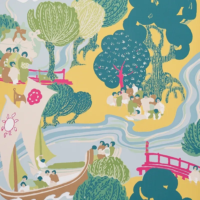 PEARL RIVER YELLOW Schumacher Wallpaper wallpaper - SKU 5008442