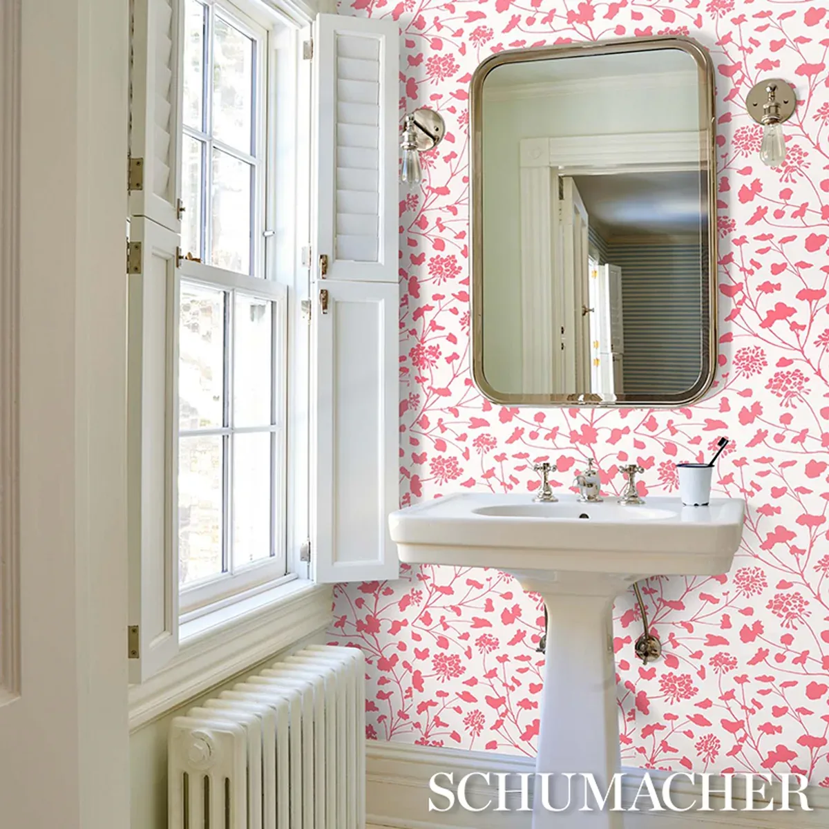 PENNICK - CORAL ON IVORY Schumacher Wallpaper | Wallpaper Tw PENNICK CORAL ON IVORY Schumacher Wallpaper wallpaper - SKU 5010543