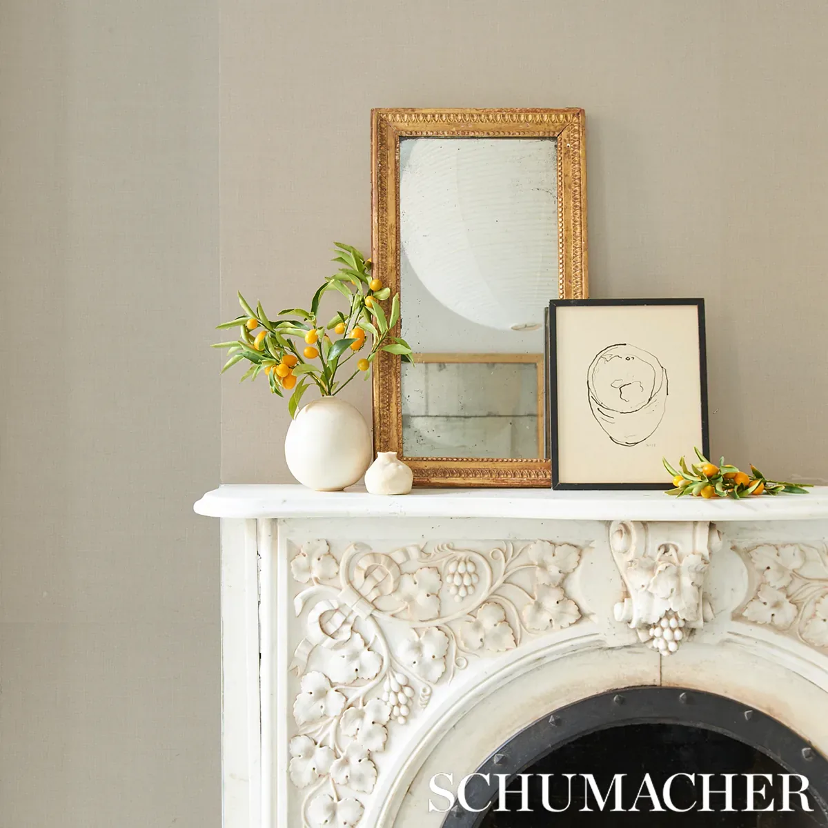 PERFORMANCE LINEN WALLCOVERING PARCHMENT Schumacher Wallpaper wallpaper - SKU 5014523