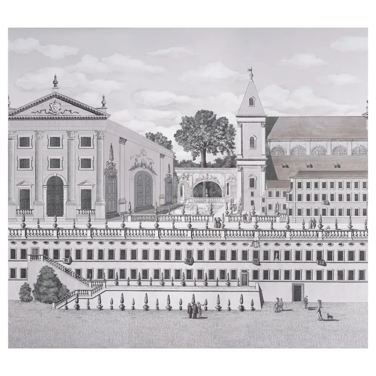 Schumacher PIAZZA FIRENZE PANEL SET wallpaper, color GRISAILLE, SKU 5014301