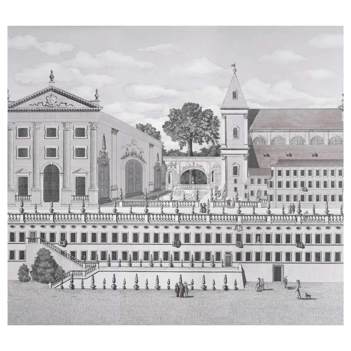 PIAZZA FIRENZE PANEL SET GRISAILLE Schumacher Wallpaper wallpaper - SKU 5014301