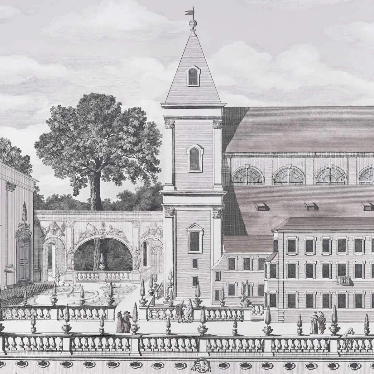 PIAZZA FIRENZE PANEL SET - GRISAILLE Schumacher Wallpaper | PIAZZA FIRENZE PANEL SET GRISAILLE Schumacher Wallpaper wallpaper - SKU 5014301