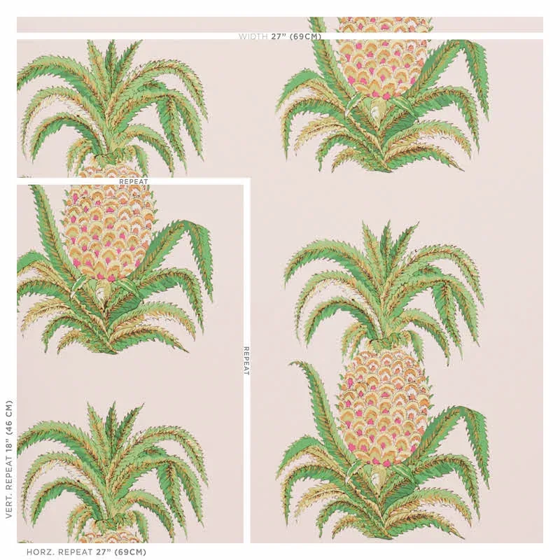 PINEAPPLES BLUSH Schumacher Wallpaper wallpaper - SKU 5010451