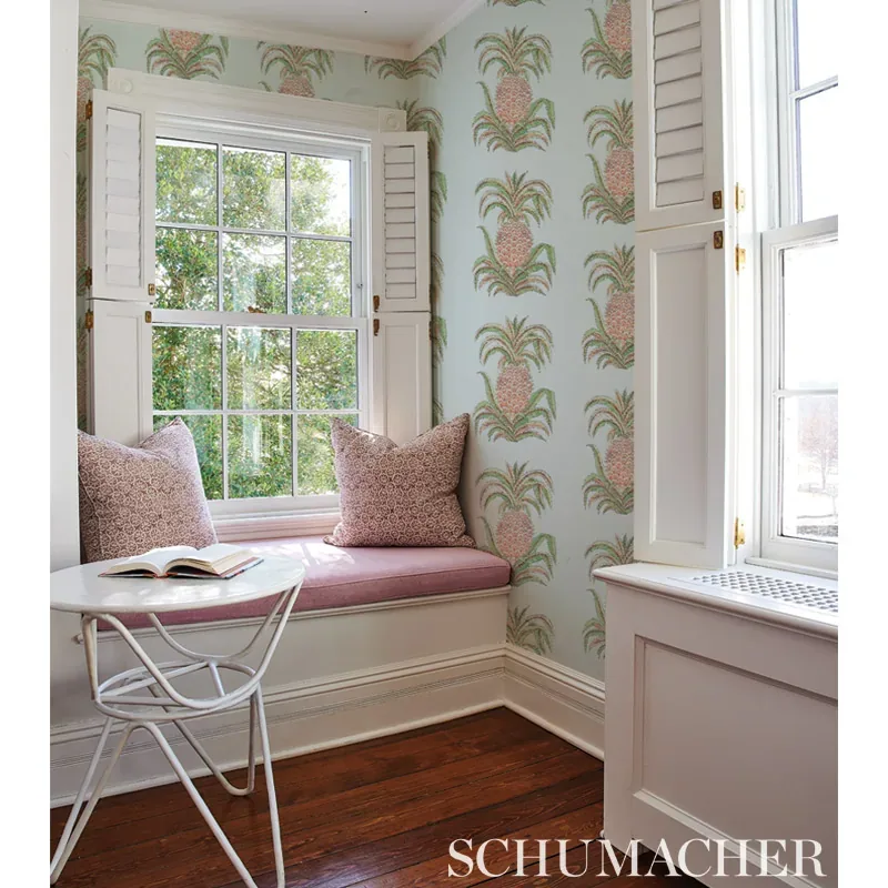 PINEAPPLES BLUSH Schumacher Wallpaper wallpaper - SKU 5010451