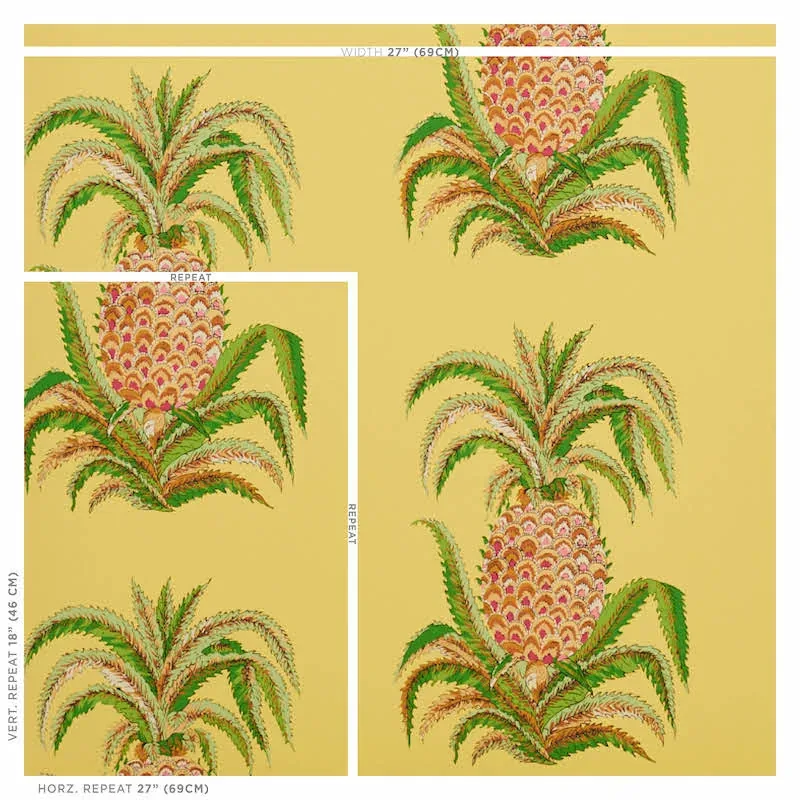 PINEAPPLES YELLOW Schumacher Wallpaper wallpaper - SKU 5010452
