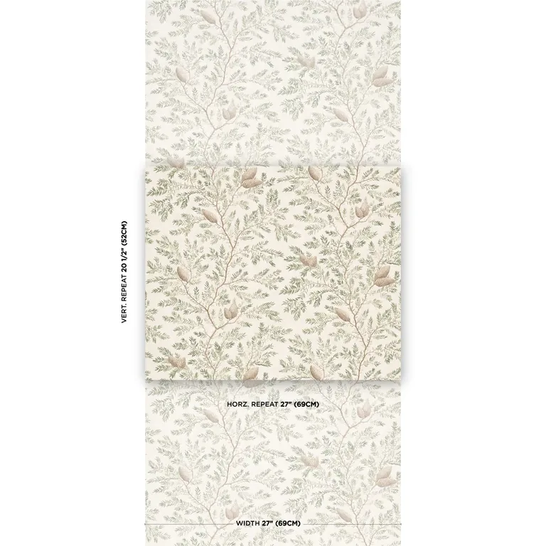 Schumacher PINEWOOD wallpaper, color SPRUCE, SKU 5016090