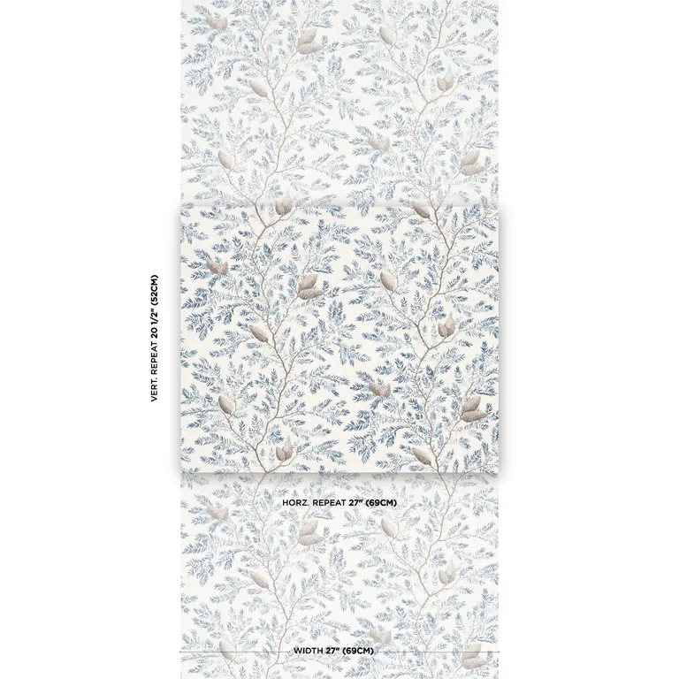 Schumacher PINEWOOD wallpaper, color WINTER, SKU 5016091