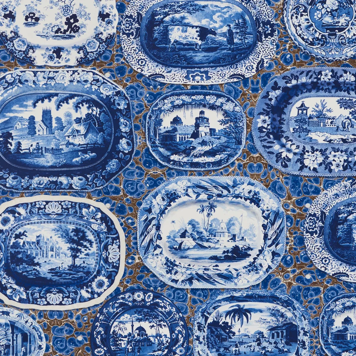 PLATES & PLATTERS BLUE Schumacher Wallpaper wallpaper - SKU 5010410
