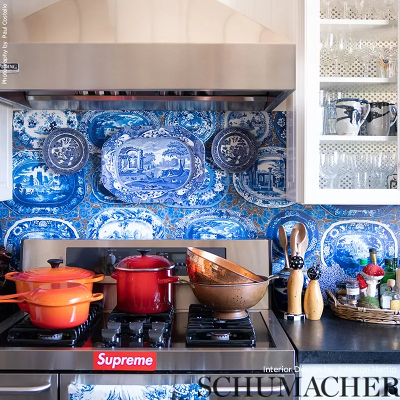 PLATES & PLATTERS BLUE Schumacher Wallpaper wallpaper - SKU 5010410