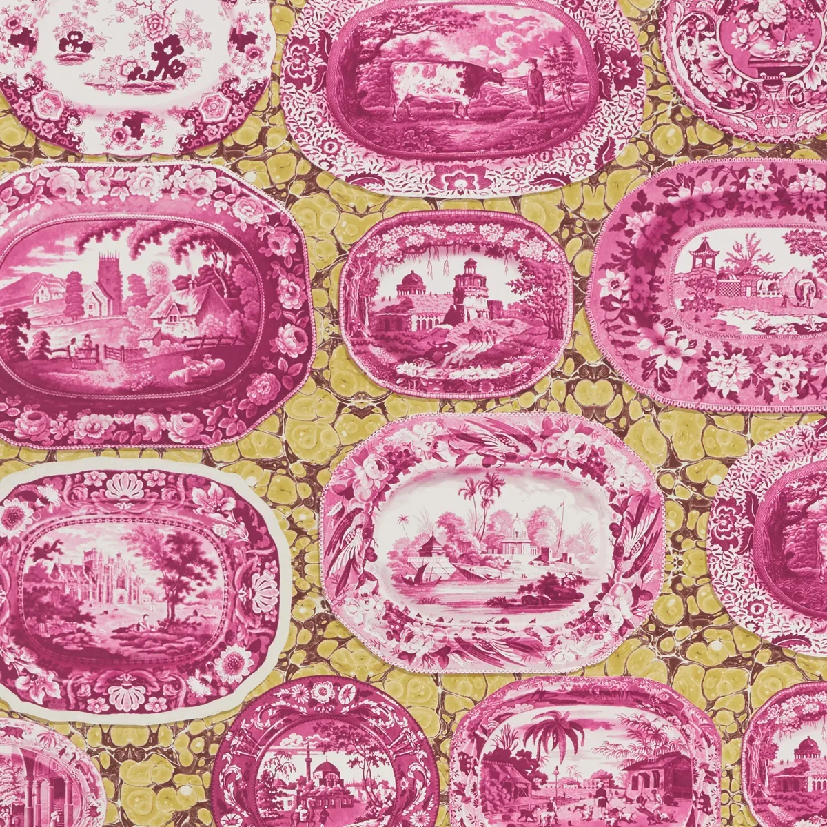 PLATES & PLATTERS MAGENTA & YELLOW Schumacher Wallpaper wallpaper - SKU 5010412