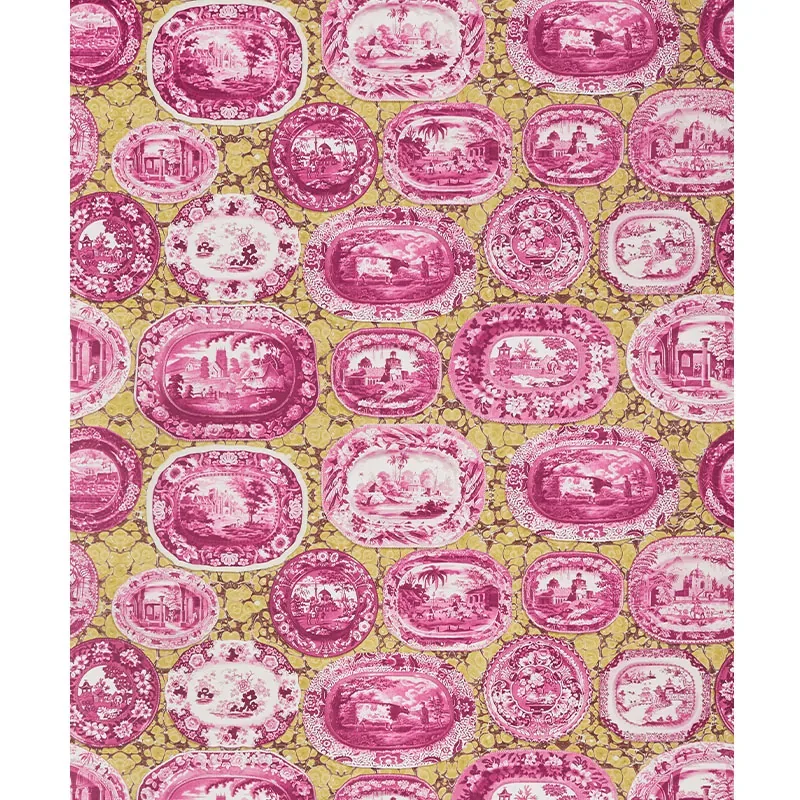 PLATES & PLATTERS MAGENTA & YELLOW Schumacher Wallpaper wallpaper - SKU 5010412