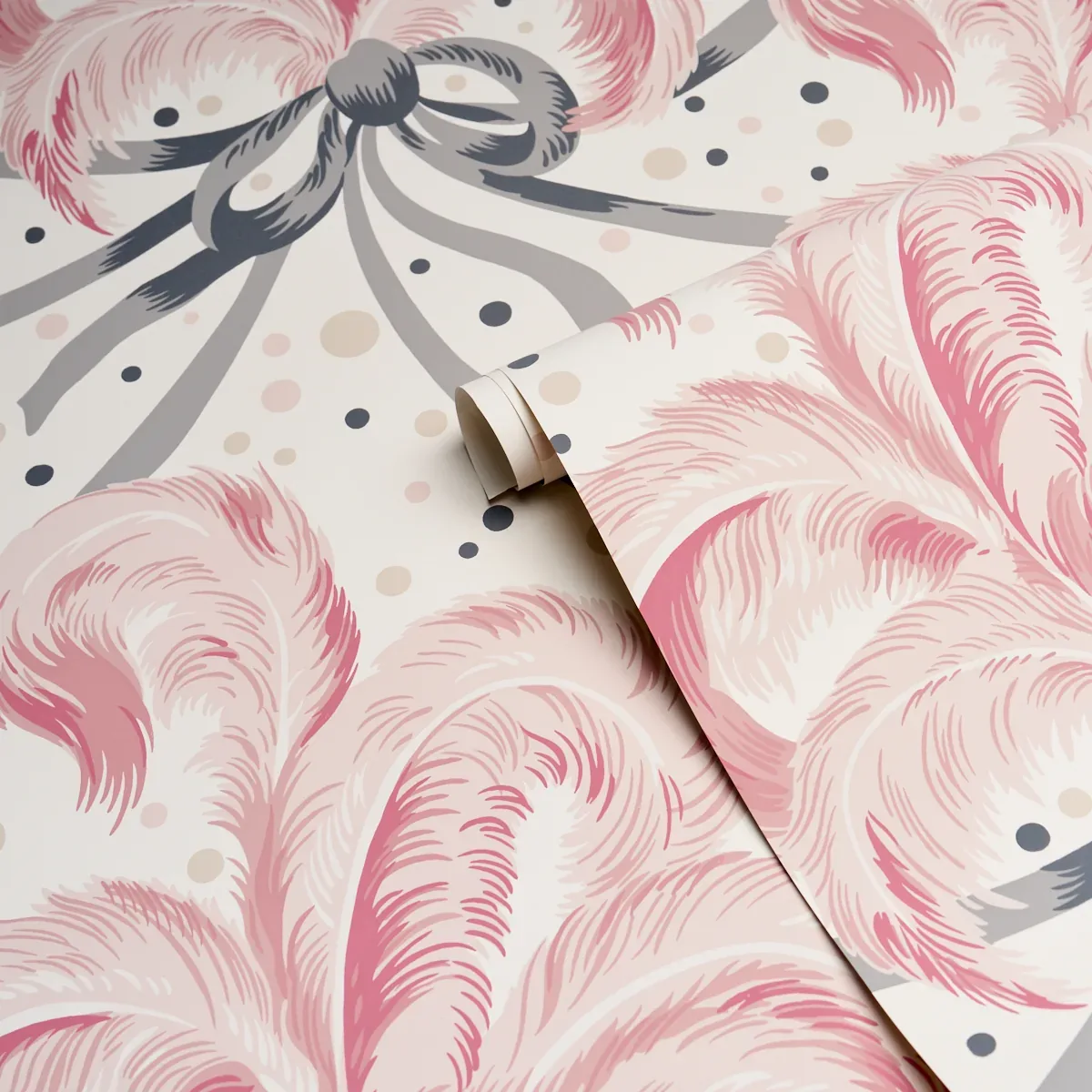 PLUMES ET RUBANS BLUSH Schumacher Wallpaper wallpaper - SKU 5009181