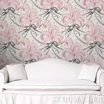 PLUMES ET RUBANS BLUSH Schumacher Wallpaper wallpaper - SKU 5009181
