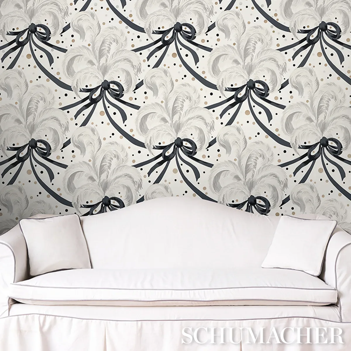 PLUMES ET RUBANS CHAMPAGNE Schumacher Wallpaper wallpaper - SKU 5009182