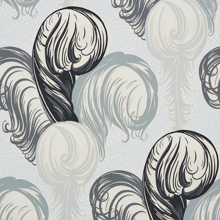 Schumacher PLUMES wallpaper, color GRISAILLE, SKU 5009151