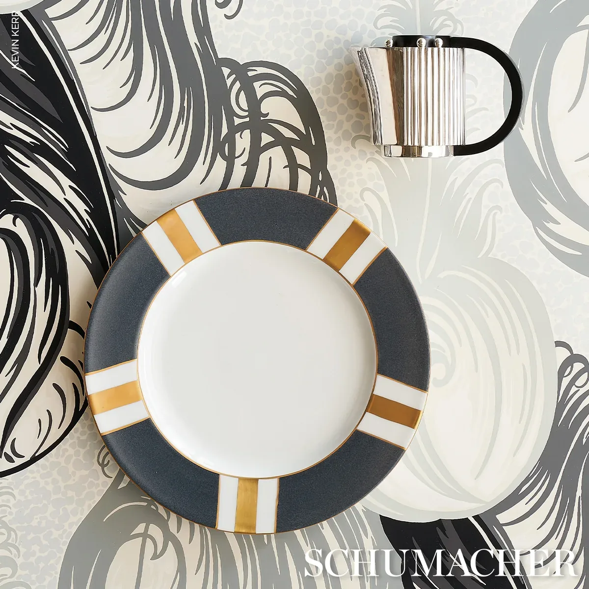 PLUMES GRISAILLE Schumacher Wallpaper wallpaper - SKU 5009151