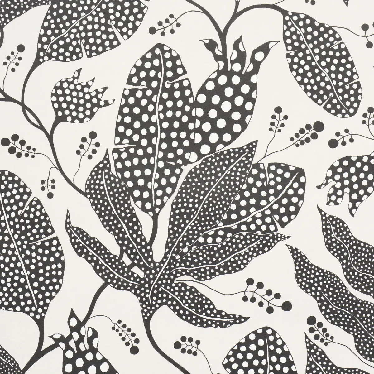 POLKA DOT JUNGLE - BLACK & CREAM Schumacher Wallpaper | Wall POLKA DOT JUNGLE BLACK & CREAM Schumacher Wallpaper wallpaper - SKU 5015462