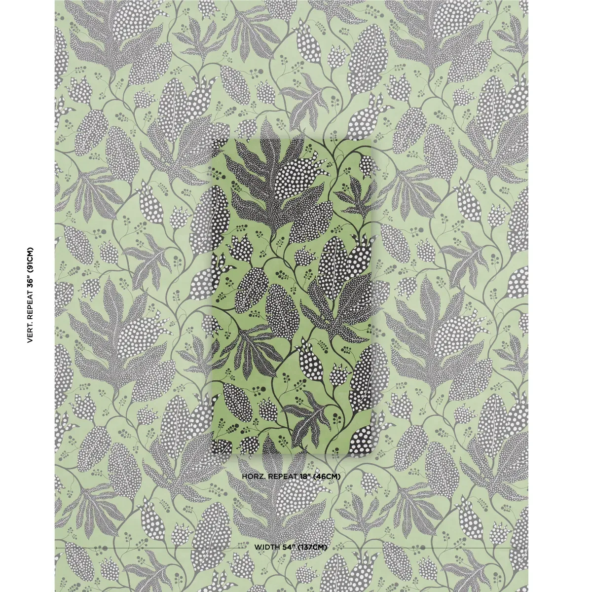POLKA DOT JUNGLE BLACK & GREEN Schumacher Wallpaper wallpaper - SKU 5015460