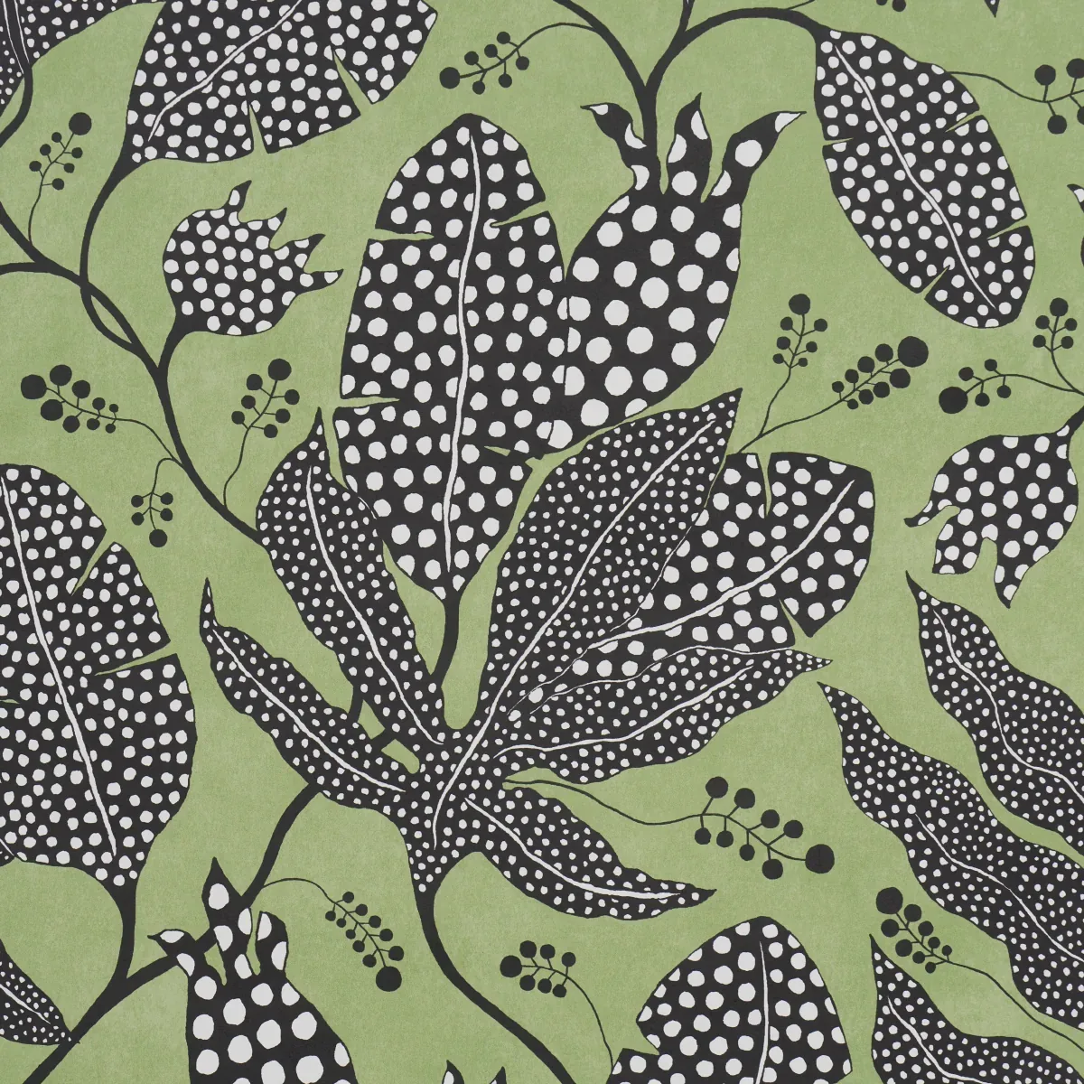 POLKA DOT JUNGLE BLACK & GREEN Schumacher Wallpaper wallpaper - SKU 5015460
