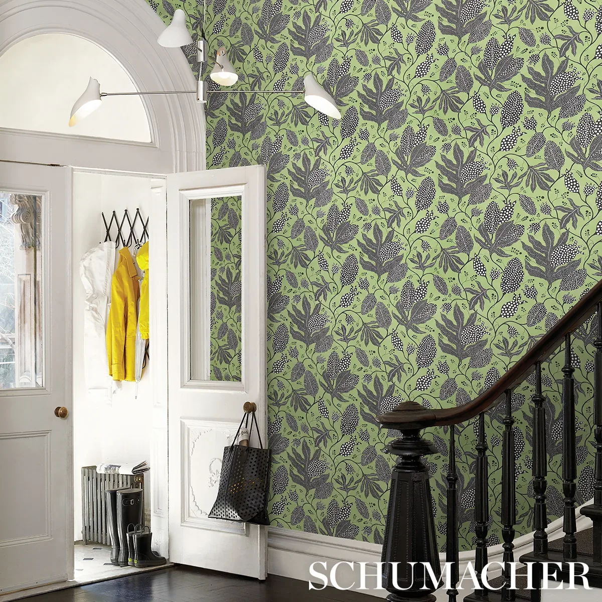 POLKA DOT JUNGLE BLACK & GREEN Schumacher Wallpaper wallpaper - SKU 5015460