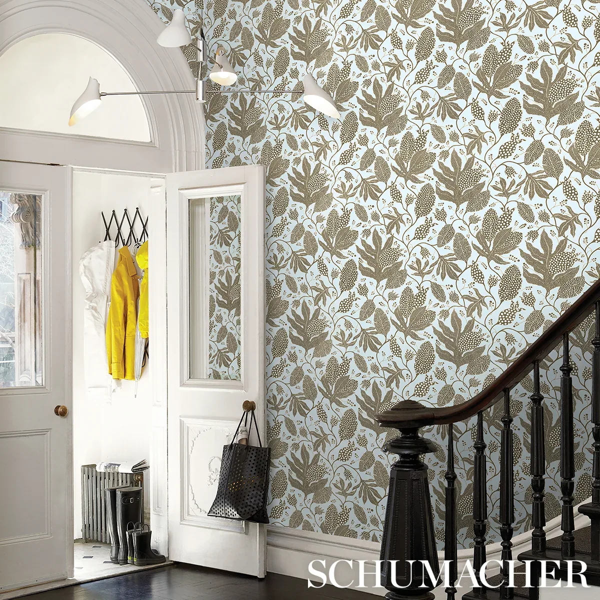 POLKA DOT JUNGLE BROWN & SKY Schumacher Wallpaper wallpaper - SKU 5015461