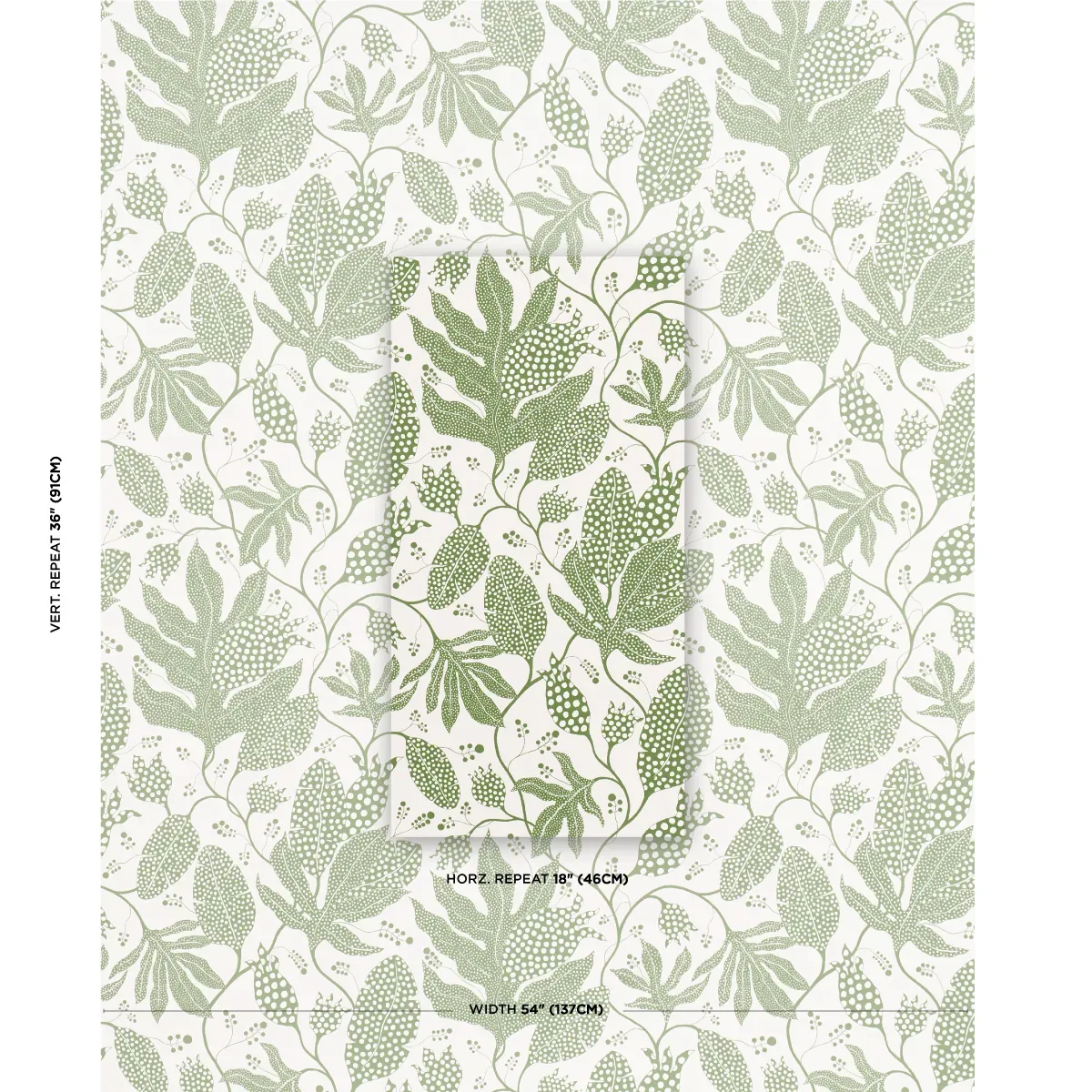POLKA DOT JUNGLE GREEN & IVORY Schumacher Wallpaper wallpaper - SKU 5015463