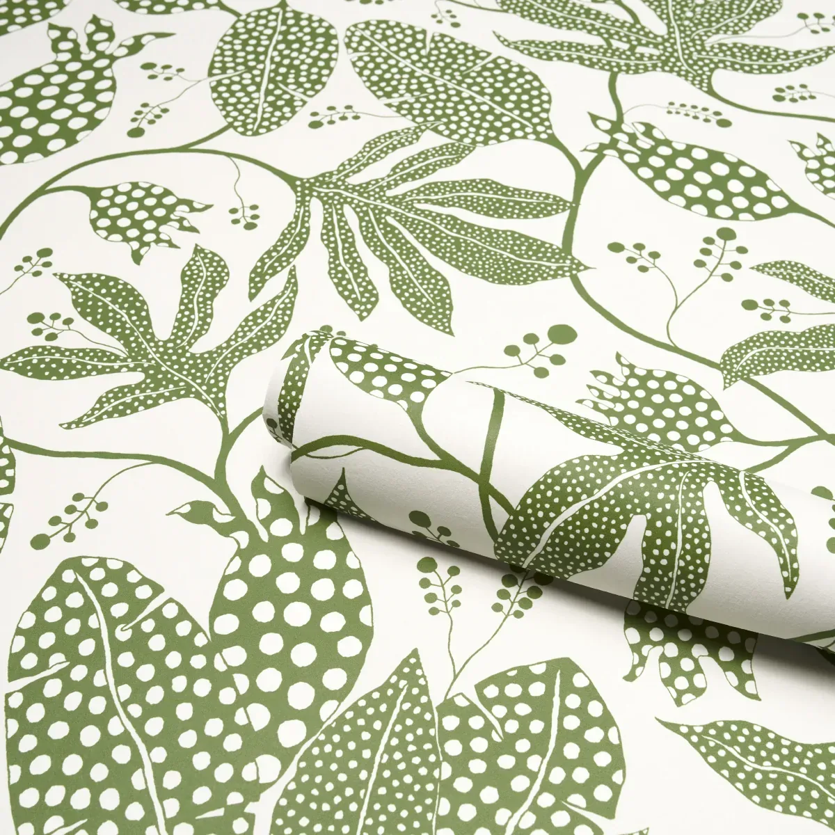 POLKA DOT JUNGLE GREEN & IVORY Schumacher Wallpaper wallpaper - SKU 5015463