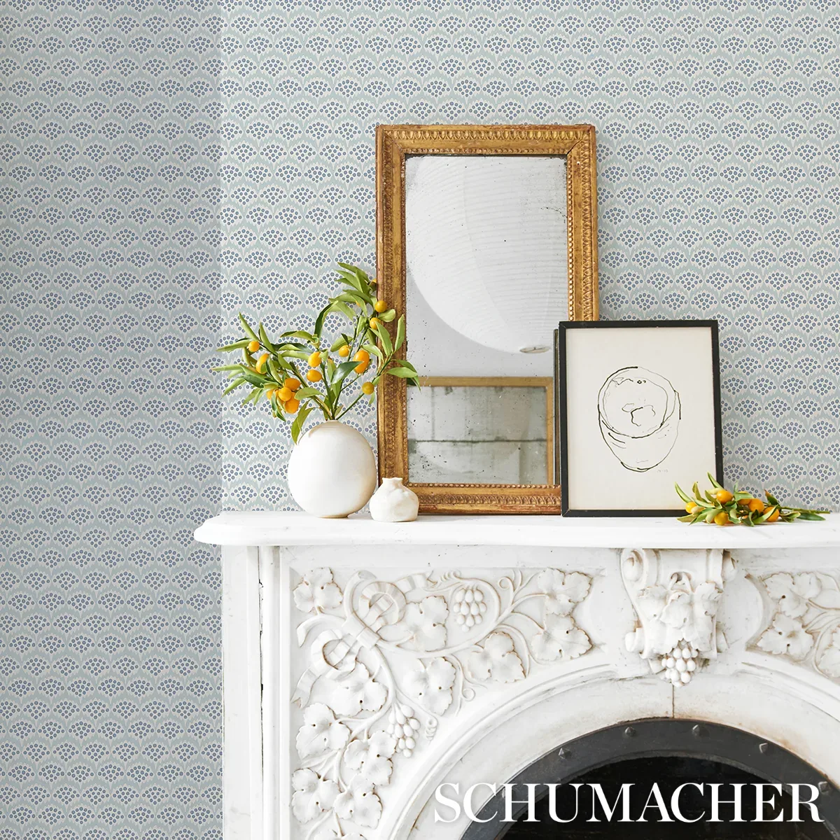 POLLEN - DELFT Schumacher Wallpaper | Wallpaper Twins POLLEN DELFT Schumacher Wallpaper wallpaper - SKU 5014961