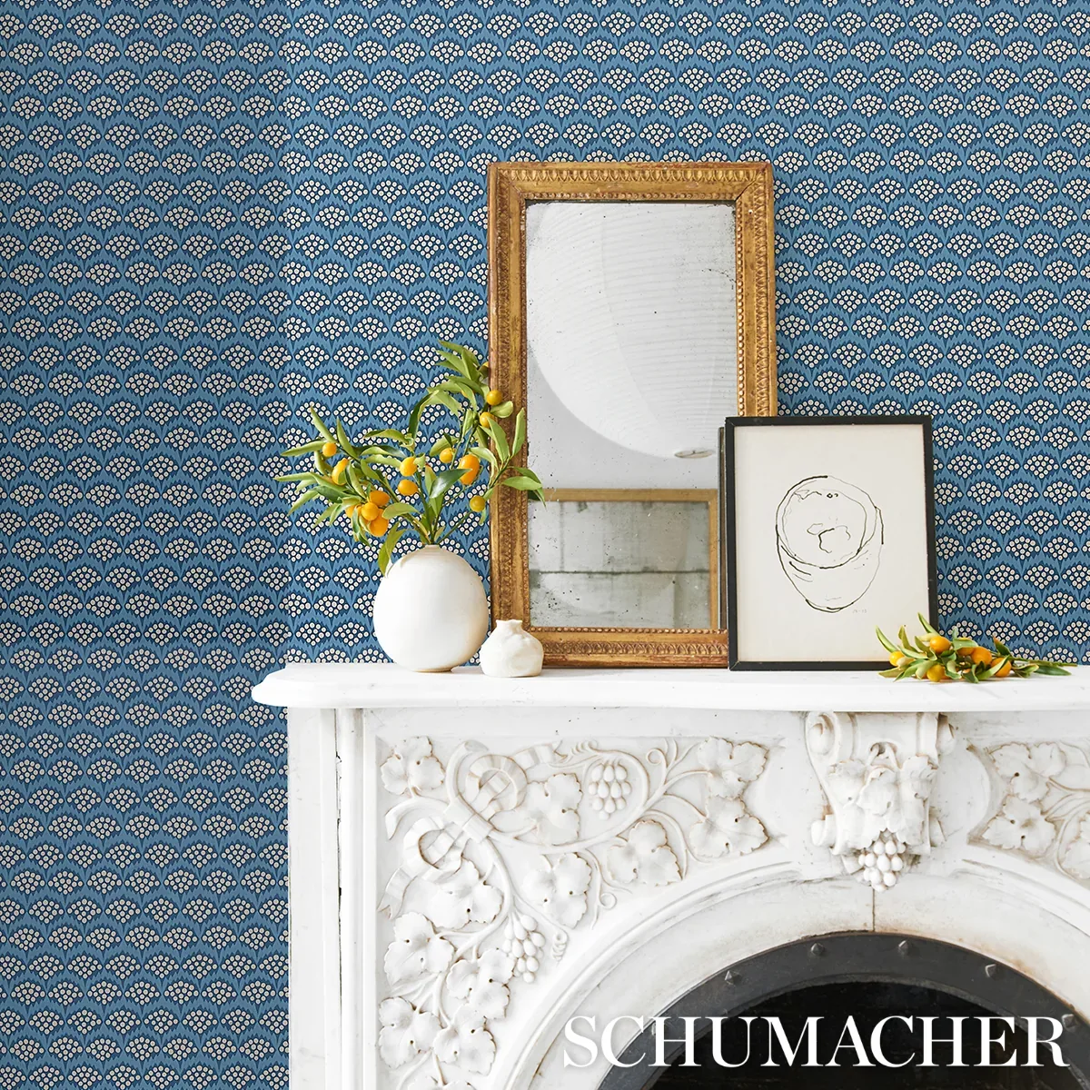 POLLEN - FRENCH BLUE Schumacher Wallpaper | Wallpaper Twins POLLEN FRENCH BLUE Schumacher Wallpaper wallpaper - SKU 5014960