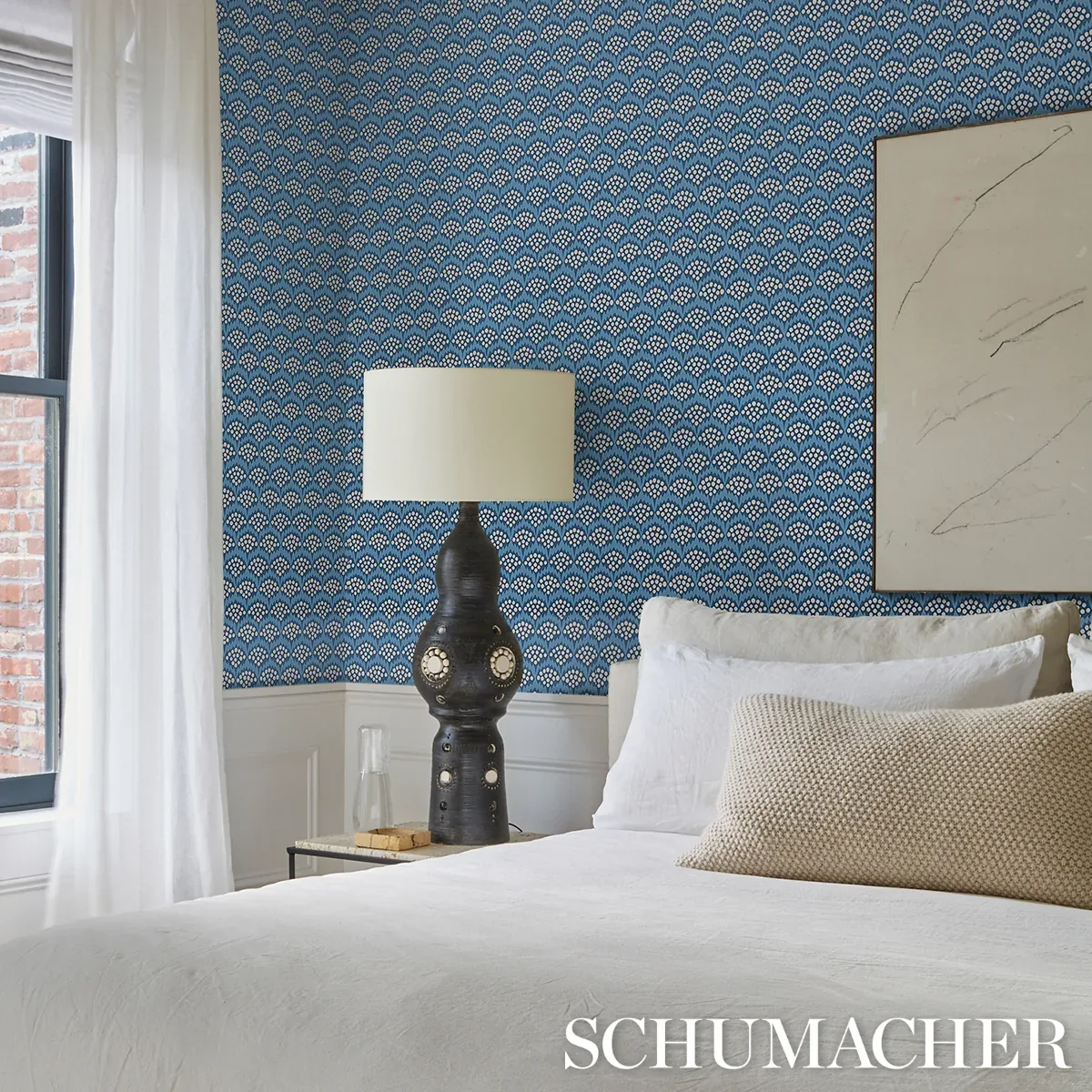 POLLEN - FRENCH BLUE Schumacher Wallpaper | Wallpaper Twins POLLEN FRENCH BLUE Schumacher Wallpaper wallpaper - SKU 5014960
