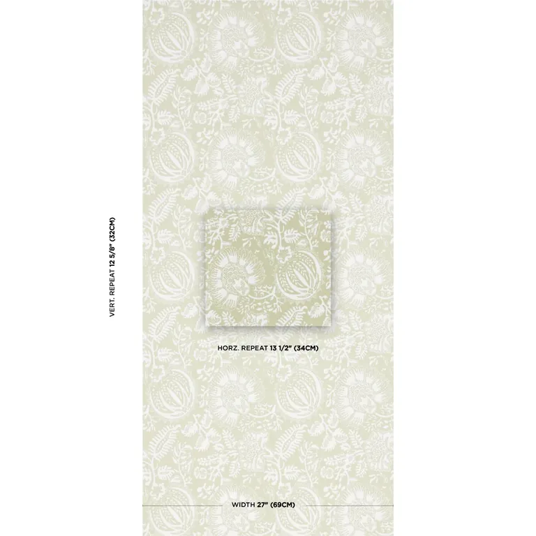 Schumacher POMEGRANATE PRINT wallpaper, color MOSS, SKU 5016371