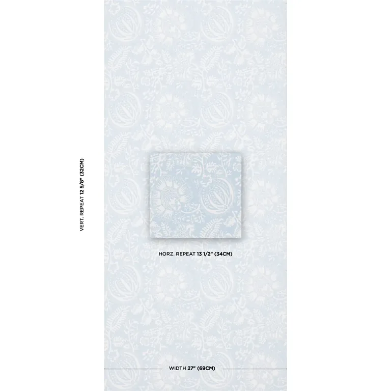 Schumacher POMEGRANATE PRINT wallpaper, color SKY, SKU 5016370