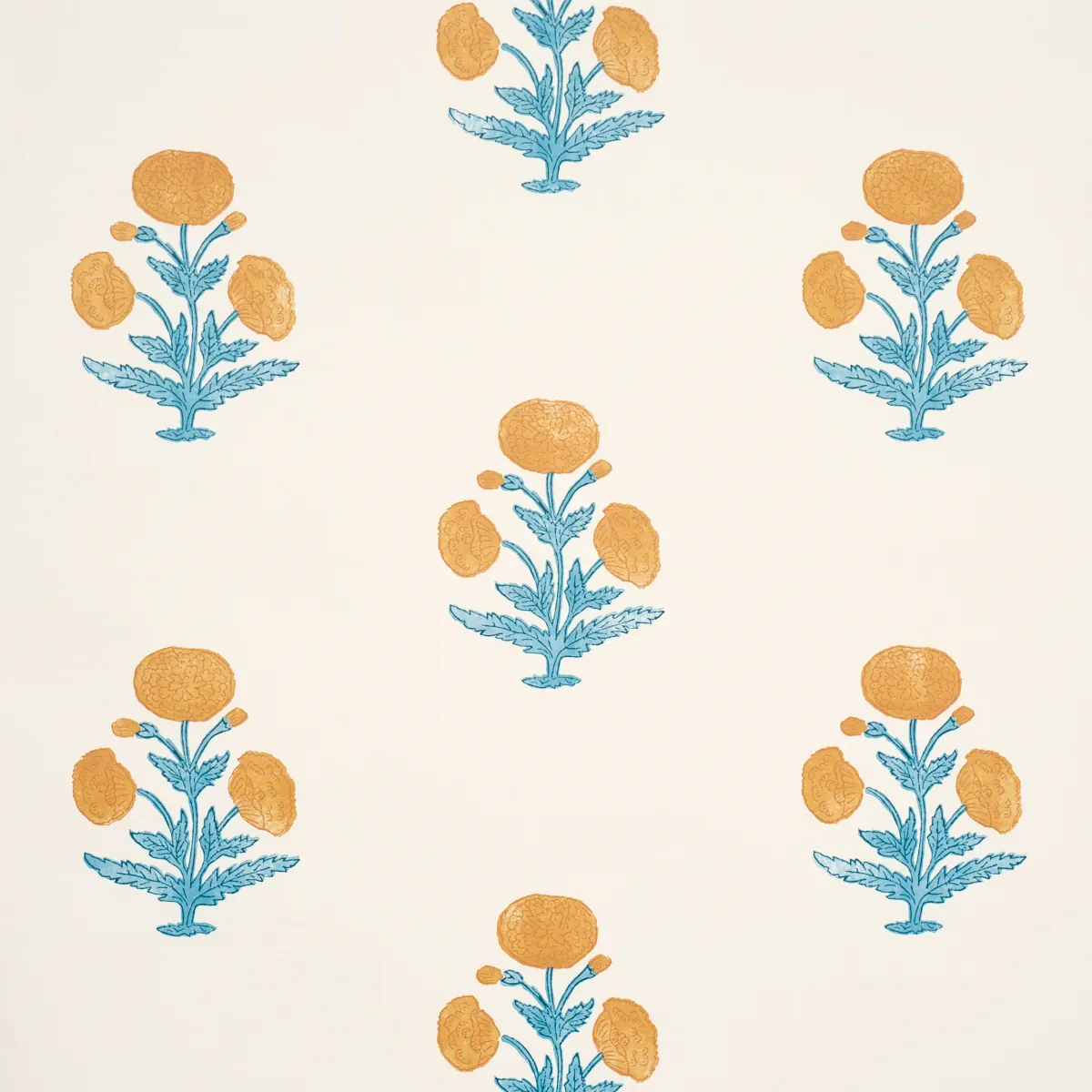 Poppy Print MUSTARD & SKY Schumacher Wallpaper wallpaper - SKU 5017981