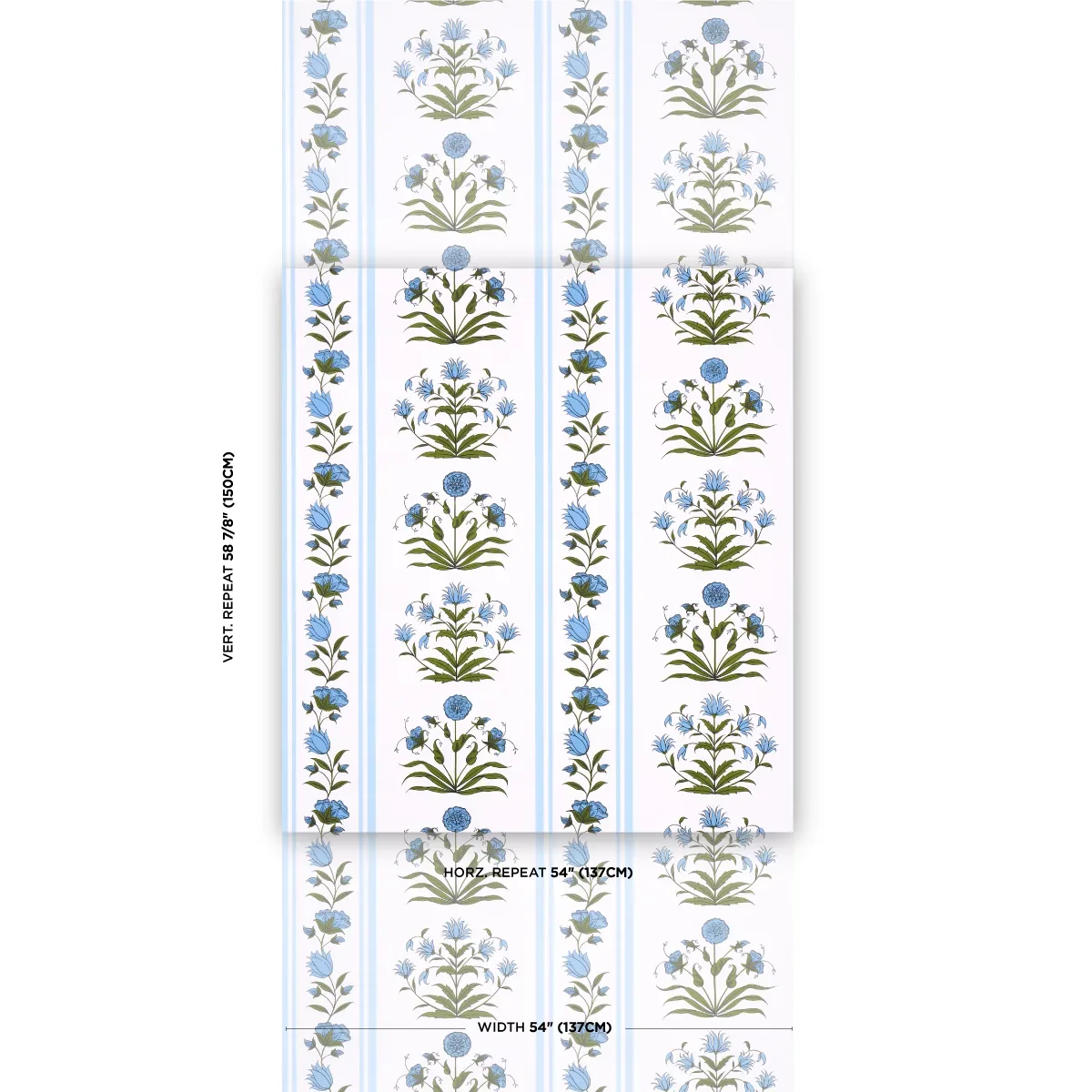 POPPY STRIPES BLUE Schumacher Wallpaper wallpaper - SKU 5014451