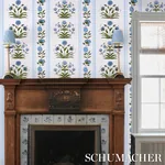 POPPY STRIPES - BLUE Schumacher Wallpaper | Wallpaper Twins POPPY STRIPES BLUE Schumacher Wallpaper wallpaper - SKU 5014451