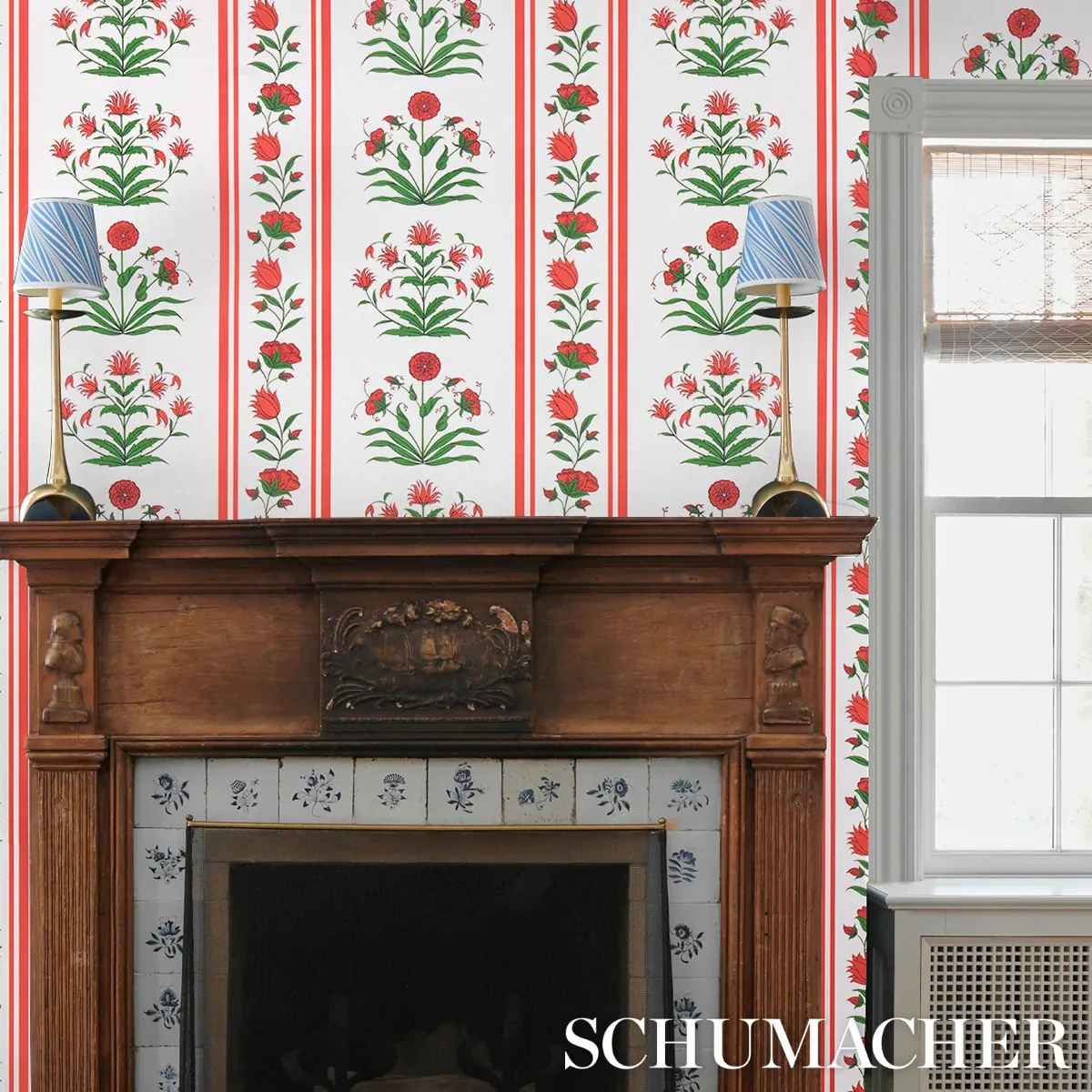 POPPY STRIPES RED Schumacher Wallpaper wallpaper - SKU 5014450