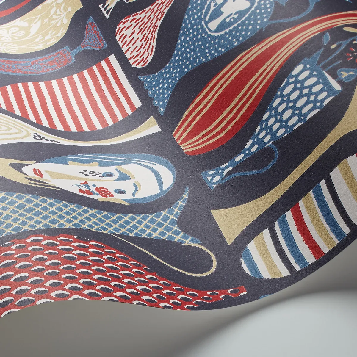 POTTERY NAVY AND RED Schumacher Wallpaper wallpaper - SKU 1760