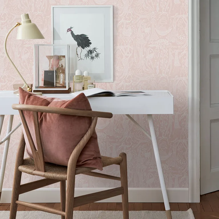 Schumacher POÈME D'AMOUR wallpaper, color BLUSH, SKU 1764