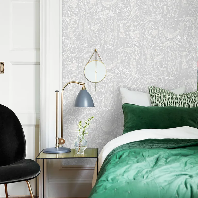 Schumacher POÈME D'AMOUR wallpaper, color GREY, SKU 1762
