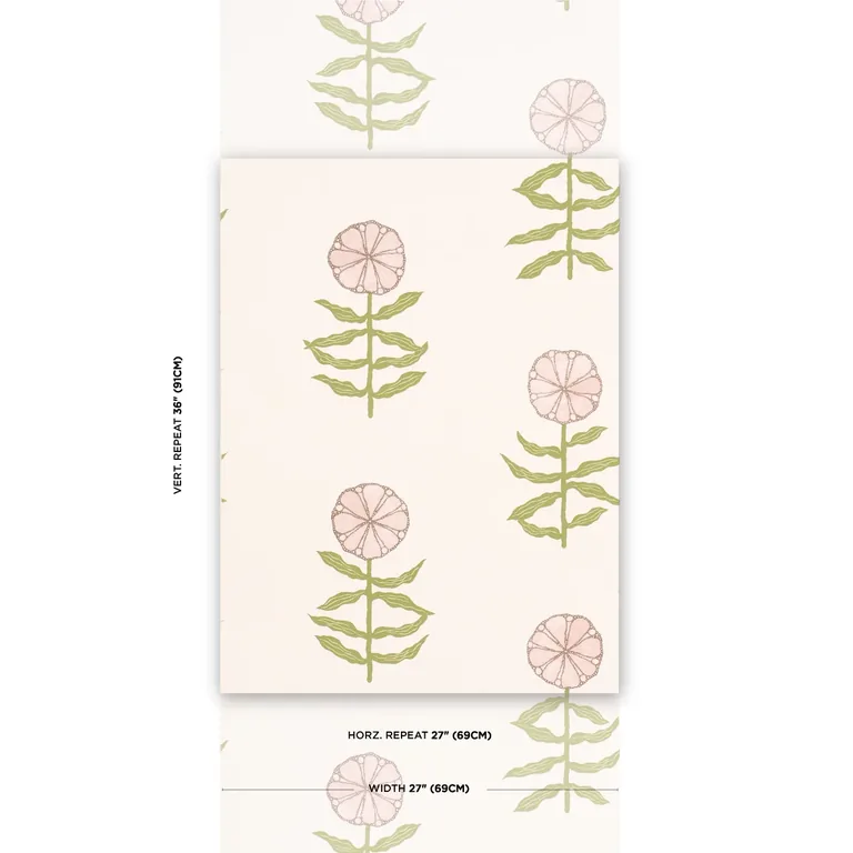 Schumacher PRETTY PETALS wallpaper, color BLUSH, SKU 5015451