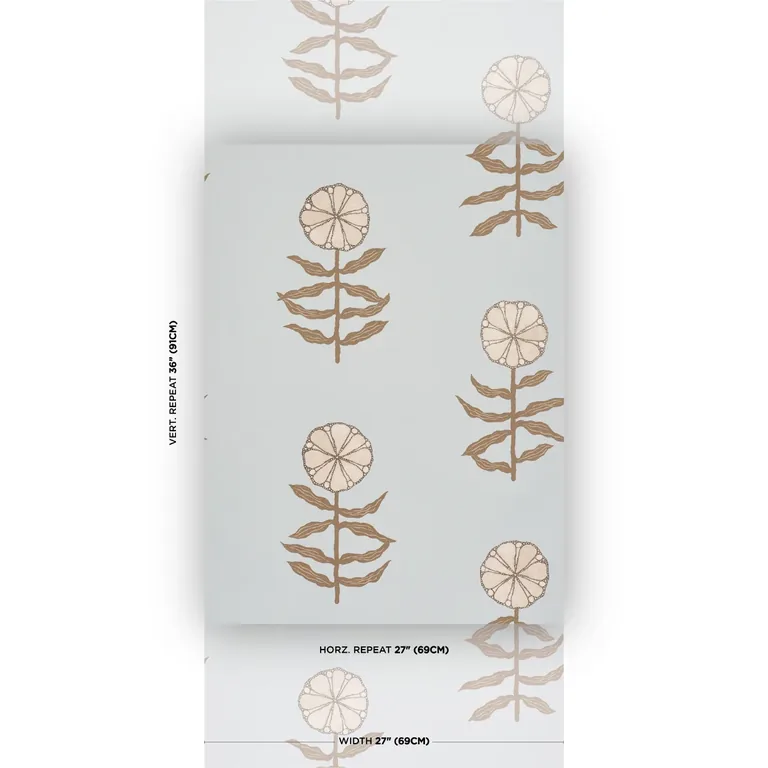 Schumacher PRETTY PETALS wallpaper, color SKY, SKU 5015453