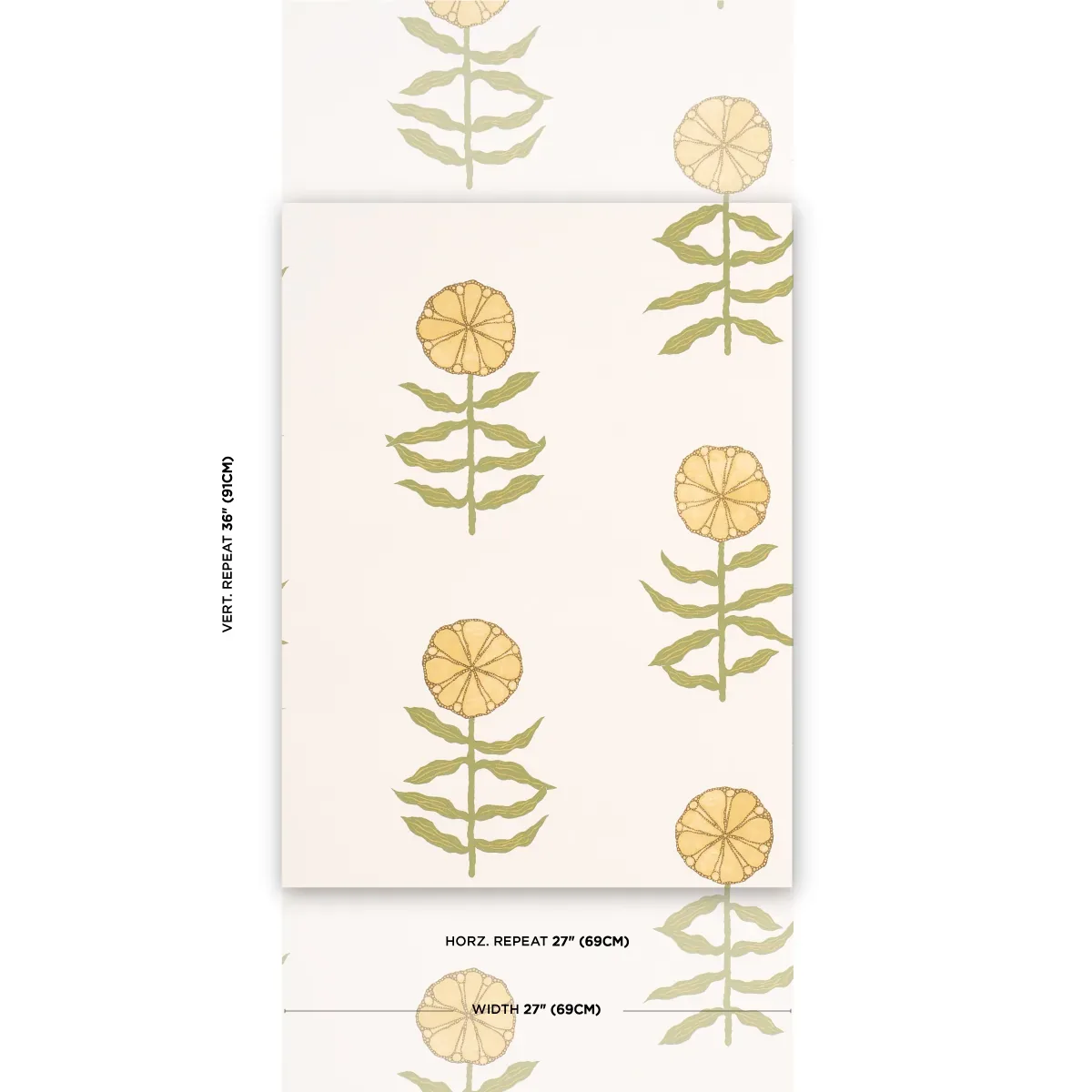 PRETTY PETALS - SOFT YELLOW Schumacher Wallpaper | Wallpaper PRETTY PETALS SOFT YELLOW Schumacher Wallpaper wallpaper - SKU 5015452