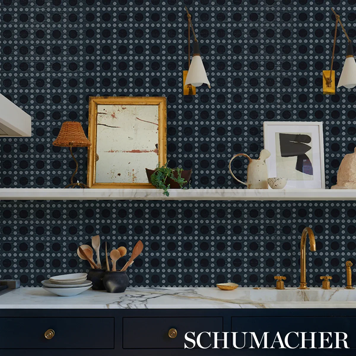 PUNTINI SISAL - INDIGO Schumacher Wallpaper | Wallpaper Twin PUNTINI SISAL INDIGO Schumacher Wallpaper wallpaper - SKU 5017873