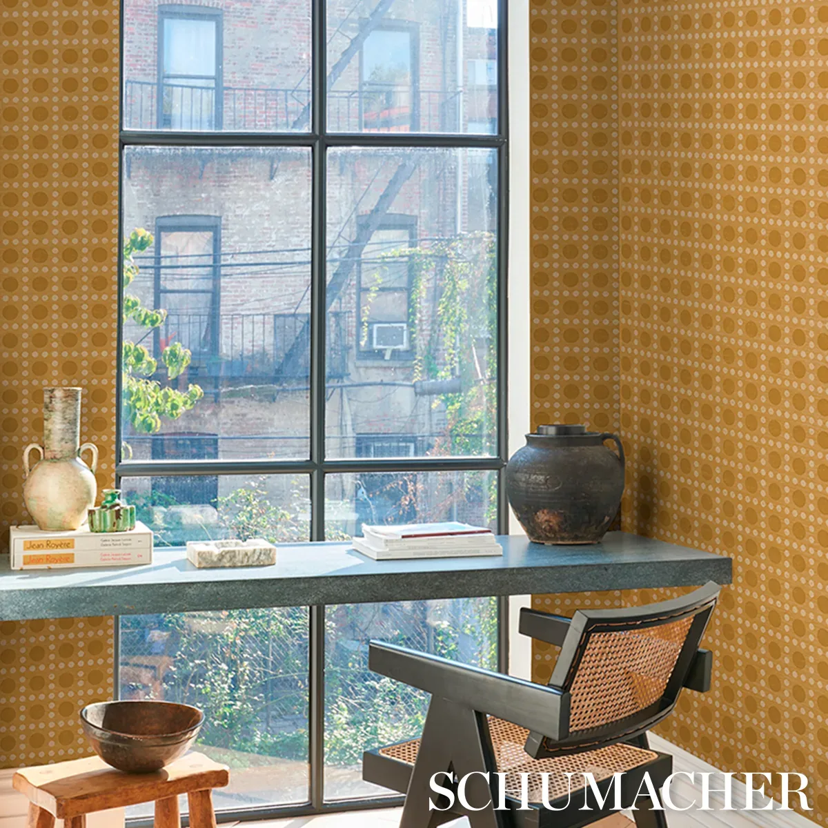 Schumacher PUNTINI SISAL - TANLINES Wallpaper | Buy Online SKU 5017870