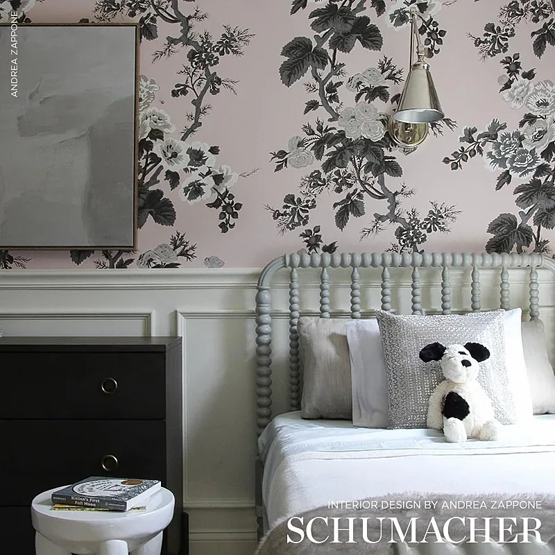 PYNE HOLLYHOCK - BLUSH Schumacher Wallpaper | Wallpaper Twin PYNE HOLLYHOCK BLUSH Schumacher Wallpaper wallpaper - SKU 5006924