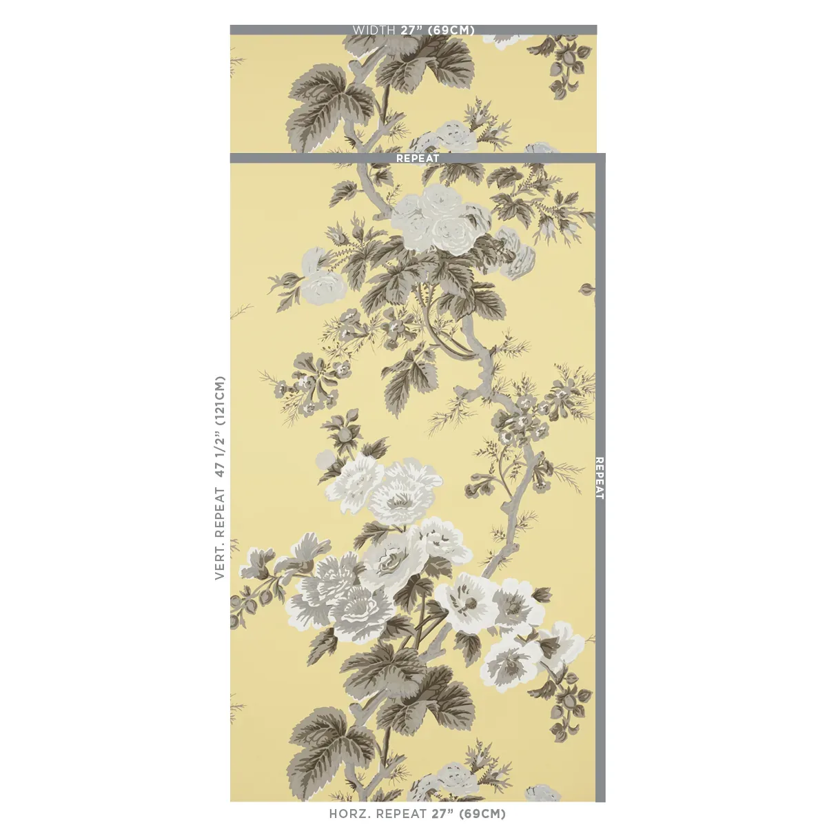 PYNE HOLLYHOCK - BUTTERCUP Schumacher Wallpaper | Wallpaper PYNE HOLLYHOCK BUTTERCUP Schumacher Wallpaper wallpaper - SKU 5006925