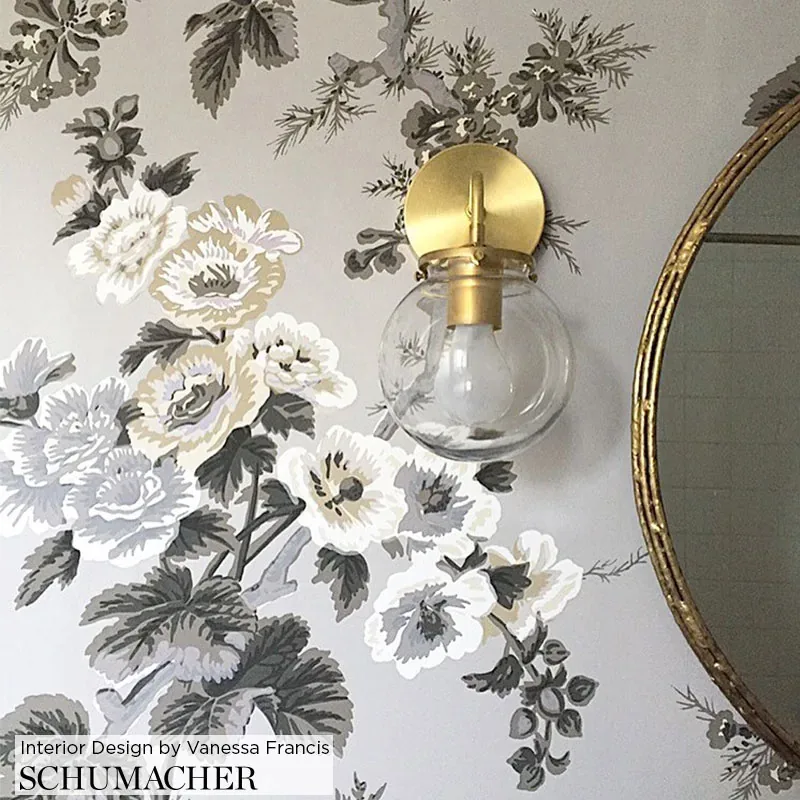 PYNE HOLLYHOCK GRISAILLE Schumacher Wallpaper wallpaper - SKU 5006923